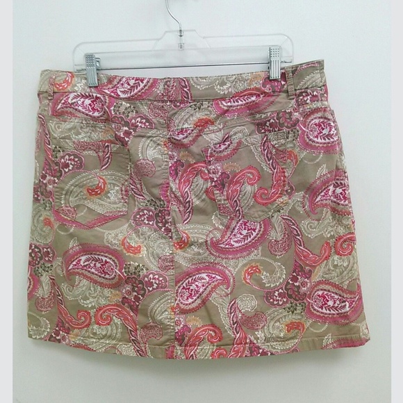 Croft & Barrow Sz 18 Skort Skirt Tan Pink Paisley - Picture 3 of 4